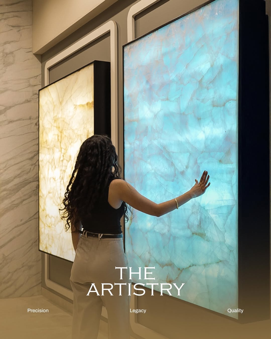 Backlit onyx feature wall